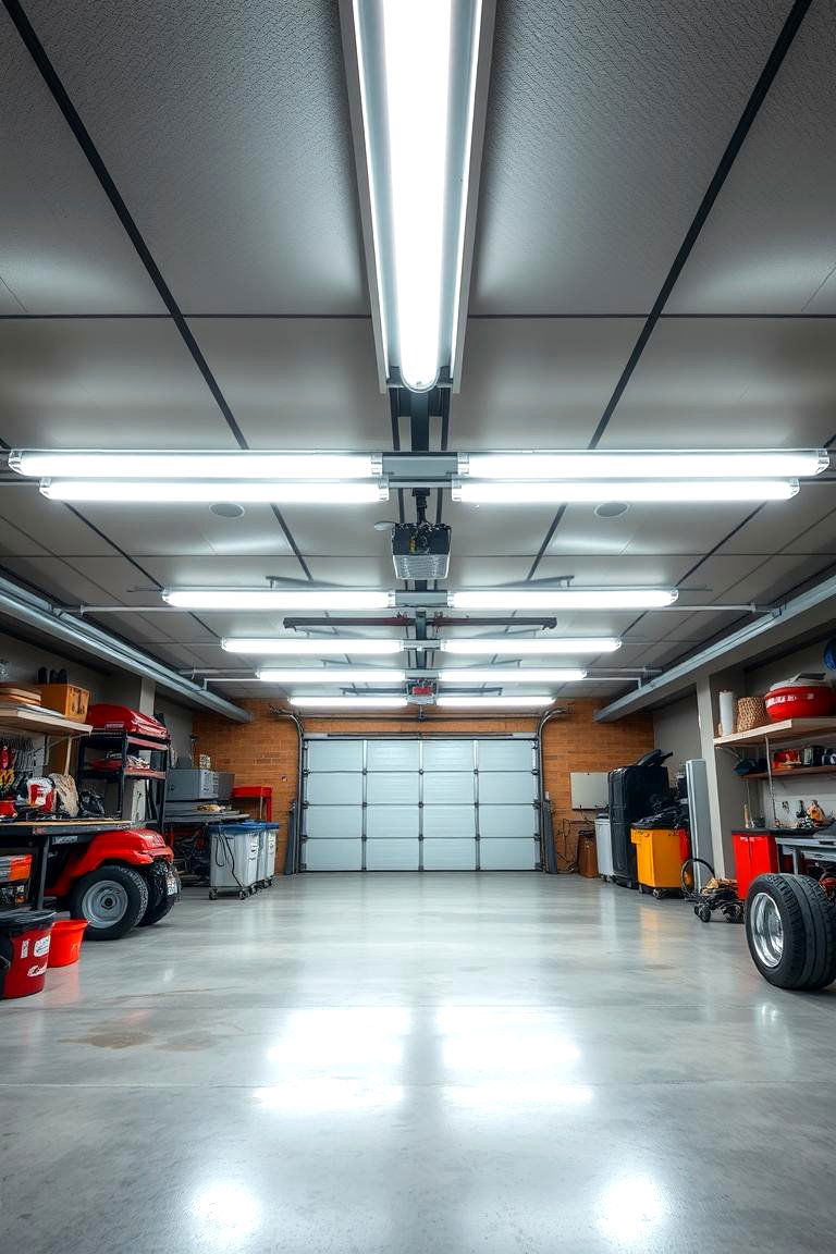 Fluorescent Tube Lights for Bright Even Lighting - 25 Garage Lighting Ideas