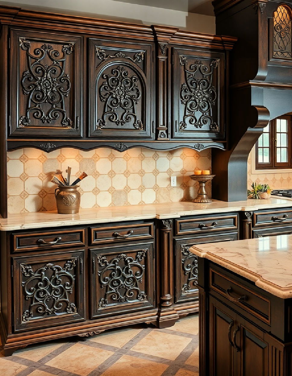 Focus on Heavy Intricate Hardware Tudor Kitchen Ideas