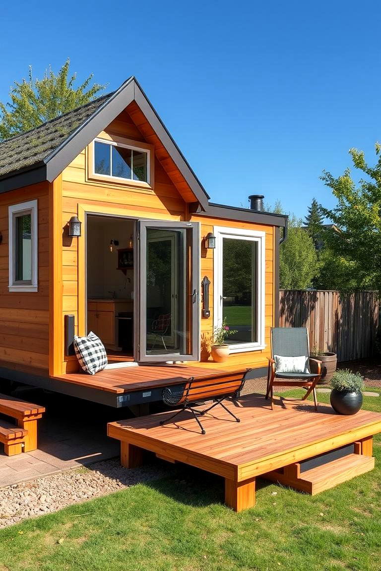 Fold Down Decks for Expandable Outdoor Living - 25 Tiny House Design Ideas
