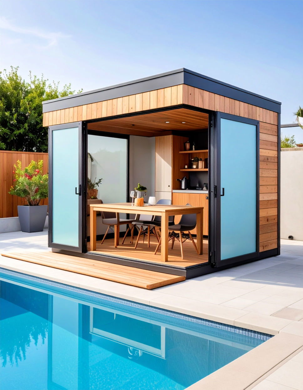 Fold Out Table for Poolside Entertaining