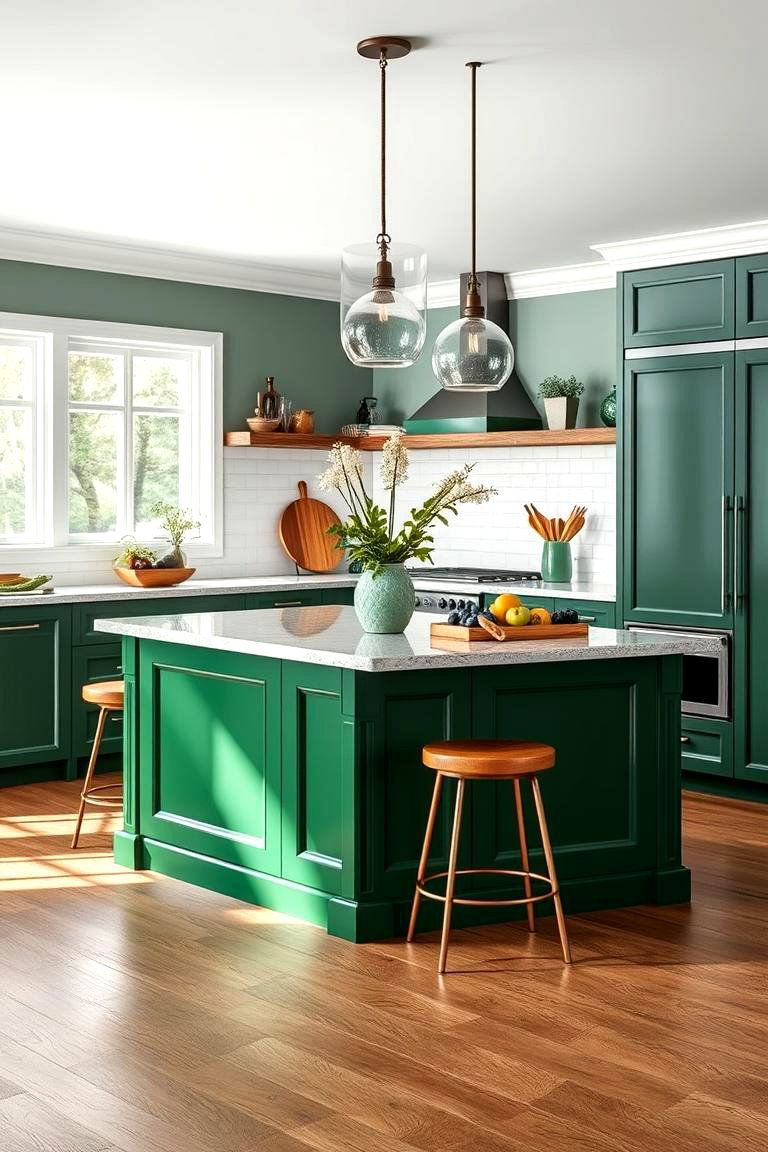 Forest Green Kitchen Island to Anchor the Room - 25 Forest Green Kitchen Ideas