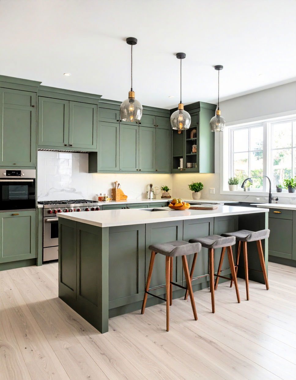 Forest Green Kitchen with Subtle Gray Accent