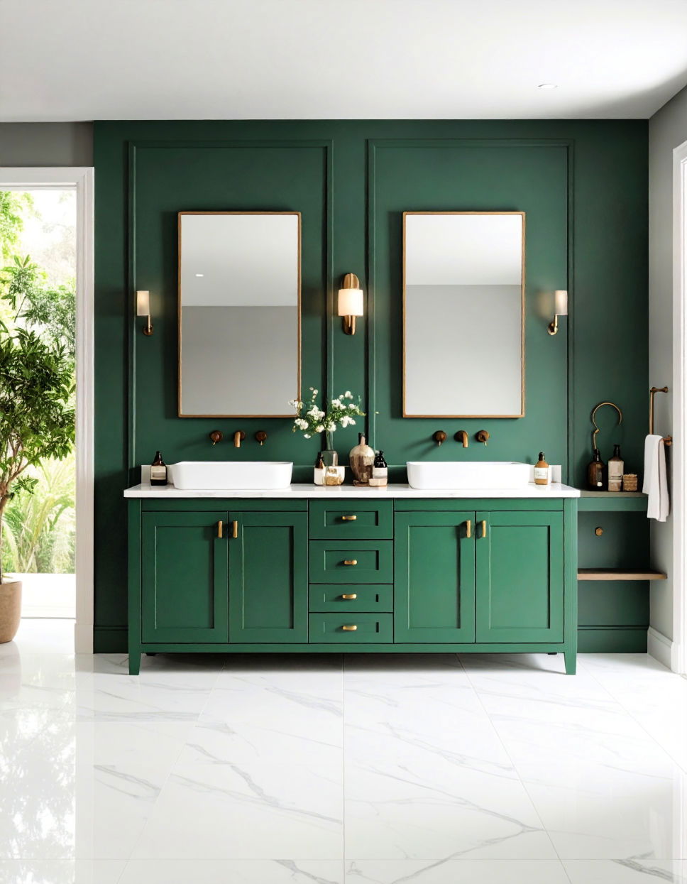 Forest Green Painted Cabinets