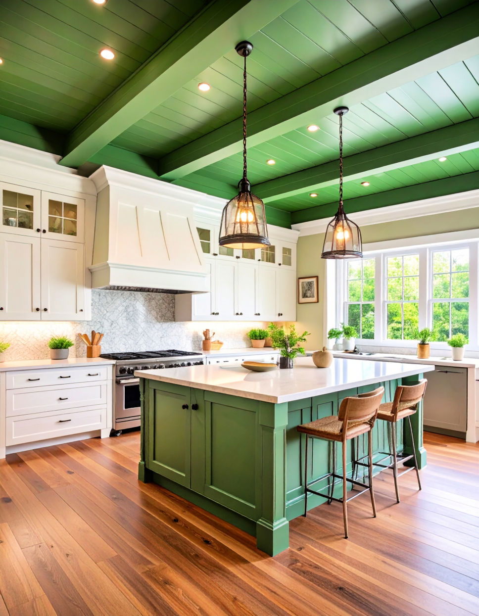 Forest Green Painted Ceiling