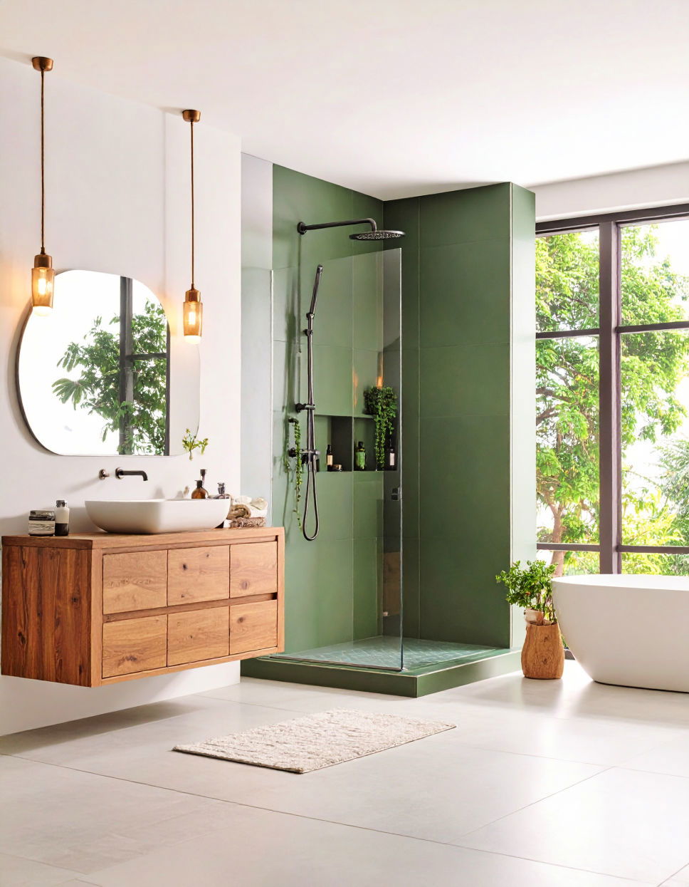 Forest Green Shower Niche