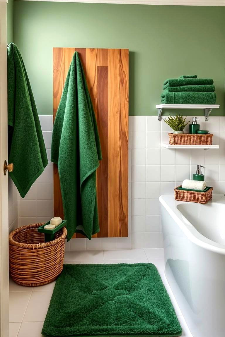 Forest Green Towels and Accessories - 25 Forest Green Bathroom Ideas