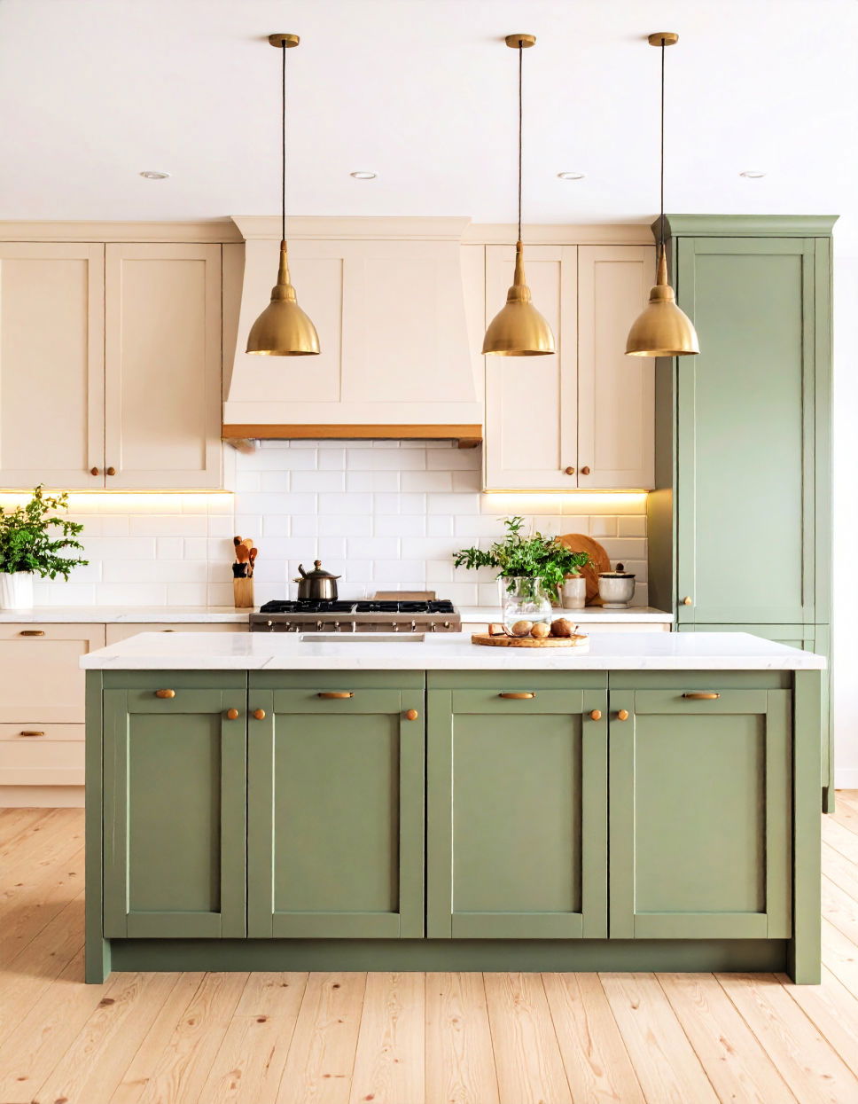 Forest Green and Beige Tones Kitchen