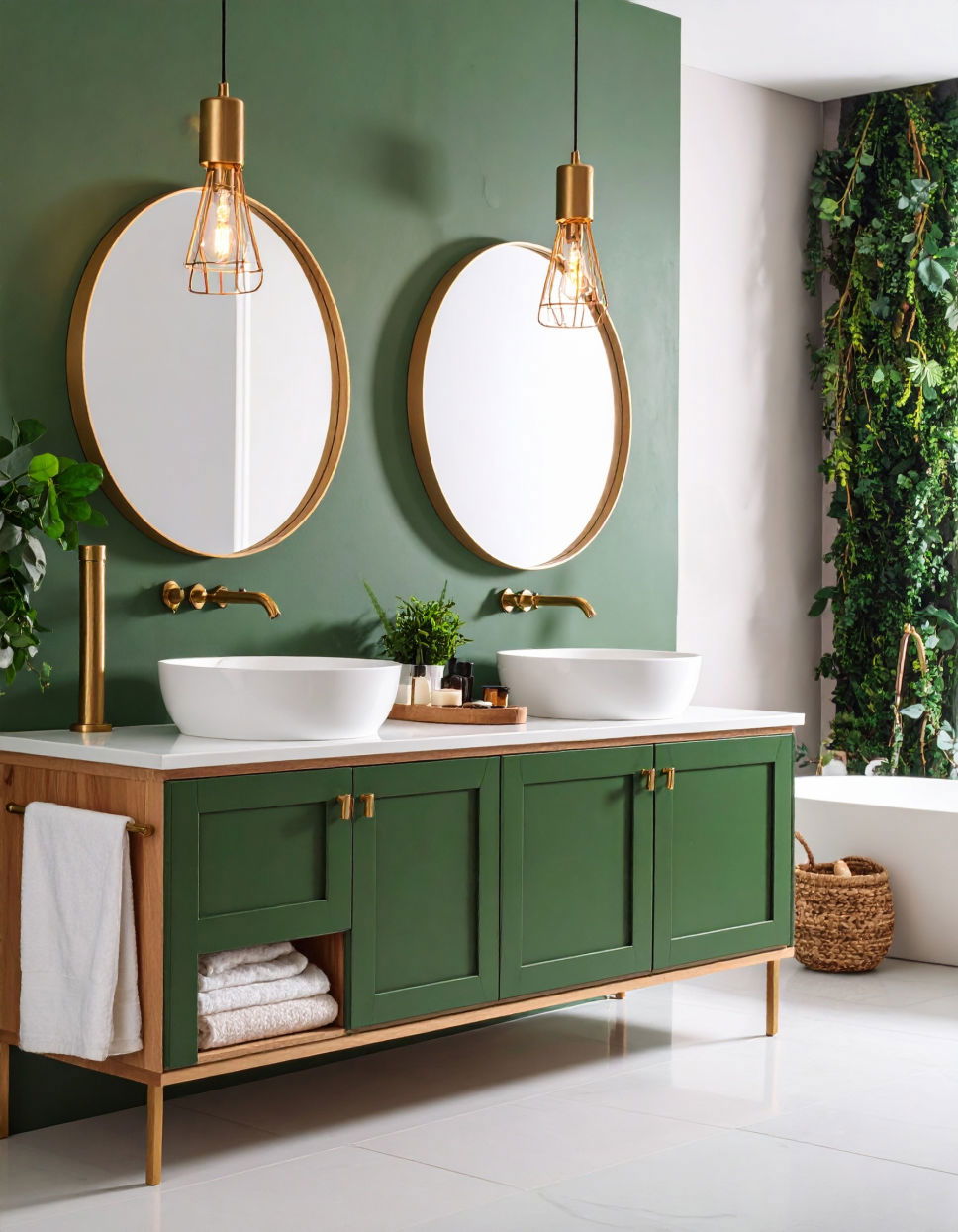 Forest Green and Brass Bathroom