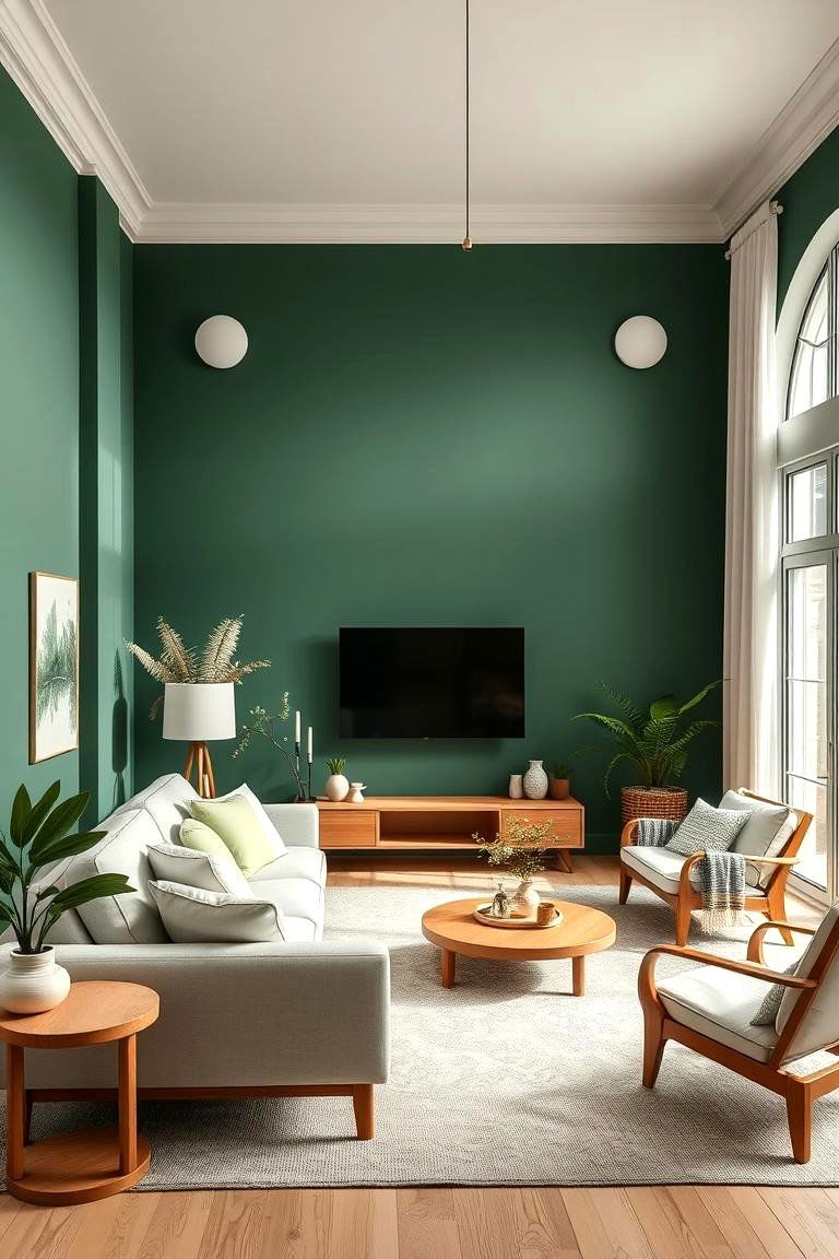 Forest Green and Cream for a Calming Organic Feel - 25 Two Tone Wall Paint Ideas