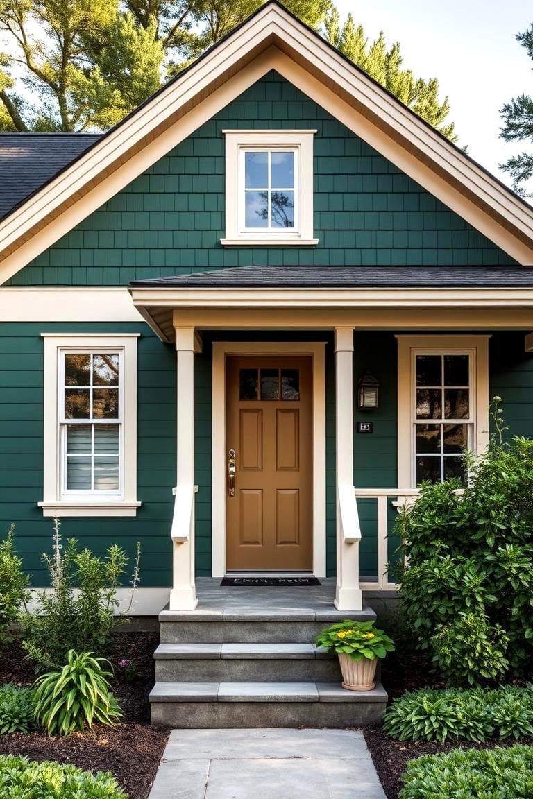 Forest Green and Cream - 25 Exterior Color Palettes for Small Homes