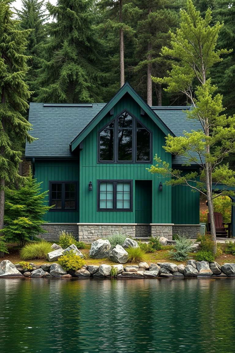 Forest Green for Deep Integration - 25 Lake House Exterior Colors Ideas