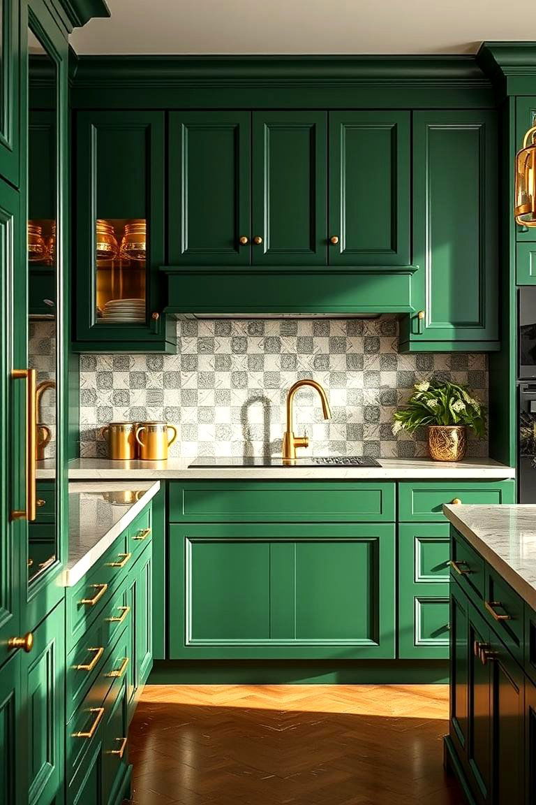 Forest Green with Gold Highlights for Elegance - 25 Forest Green Kitchen Ideas