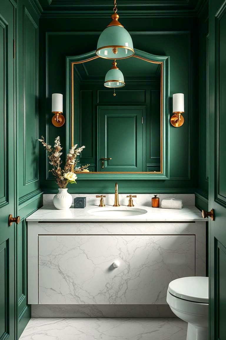Forest Green with Marble for Classic Elegance - 25 Forest Green Bathroom Ideas