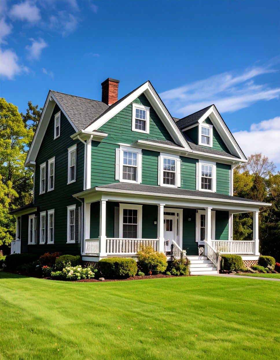 Forest Green with White Trim for Bold Contrast