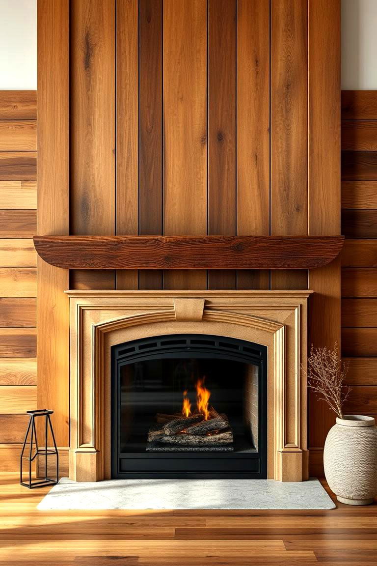 Frame the Fireplace with Wood Paneling - 25 Fireplace Decor Ideas