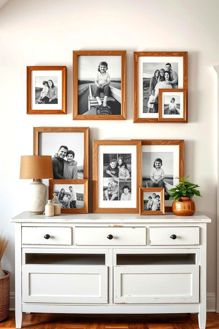Framed Family Photos - 25 Farmhouse Wall Decor Ideas
