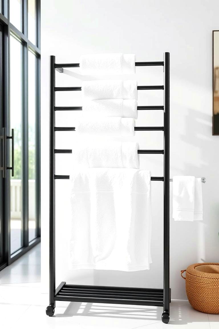 Freestanding Towel Rack - 25 Towel Storage Ideas
