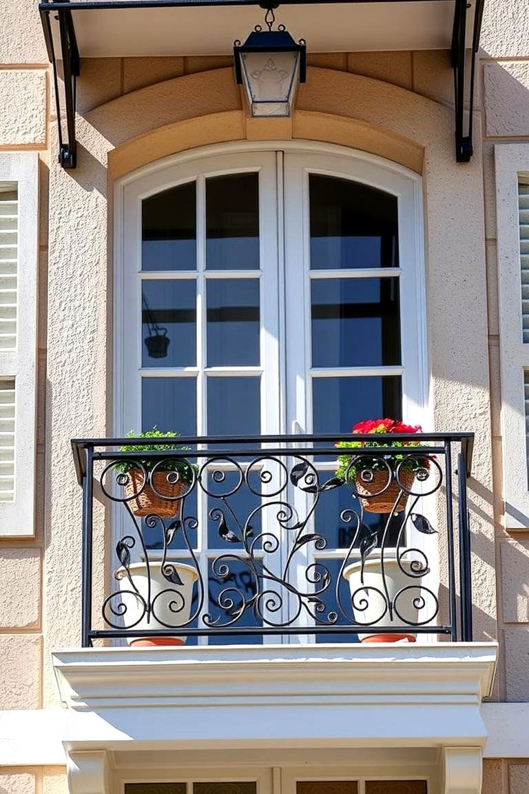 French Balcony with Custom Metal Artwork - 25 French Balcony Ideas