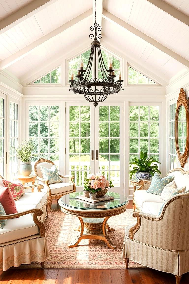 French Country Style Sunroom - 25 Farmhouse Sunroom Ideas