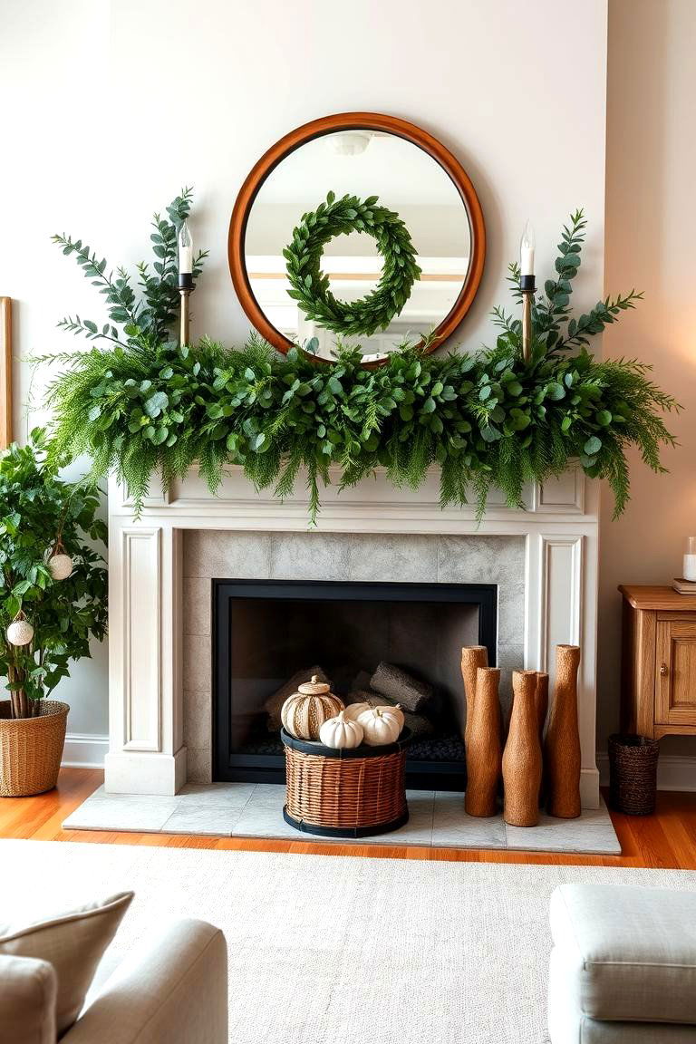 Fresh Greenery Mantel Garland - 25 Mantel Garland Ideas