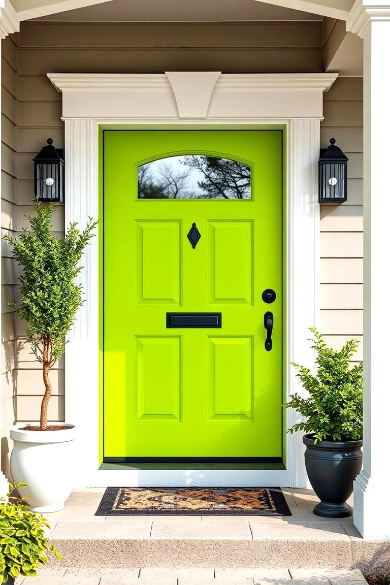 Fresh Lime Green for a Playful Touch - 25 Front Door Color Ideas