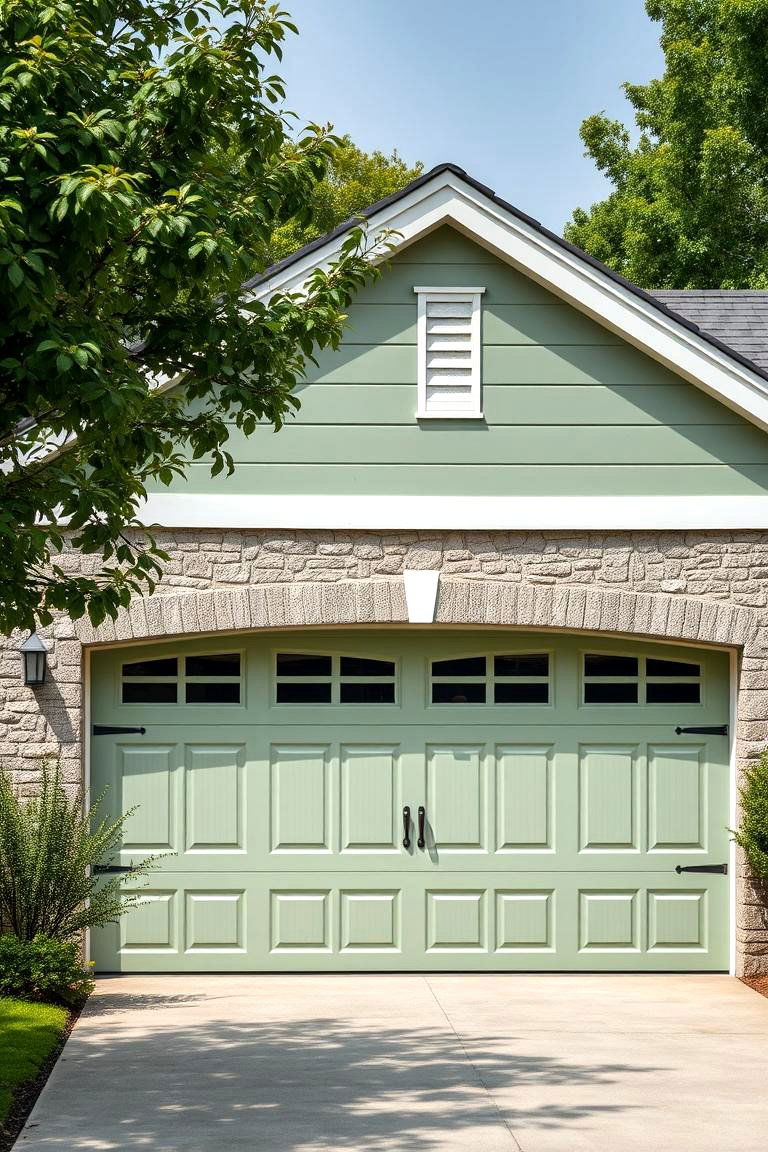 Fresh Sage for a Soft Inviting Look - 25 Green Garage Door Ideas