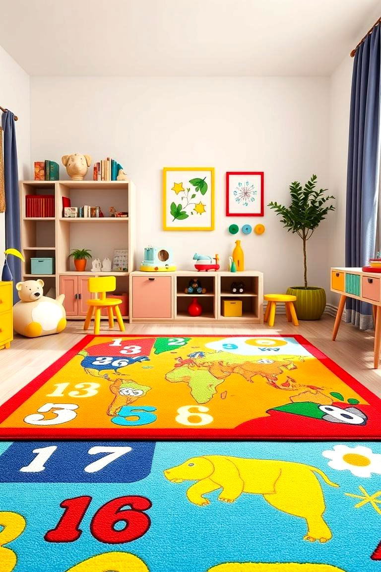 Fun Rug with Educational Themes - 25 Toddler Room Ideas