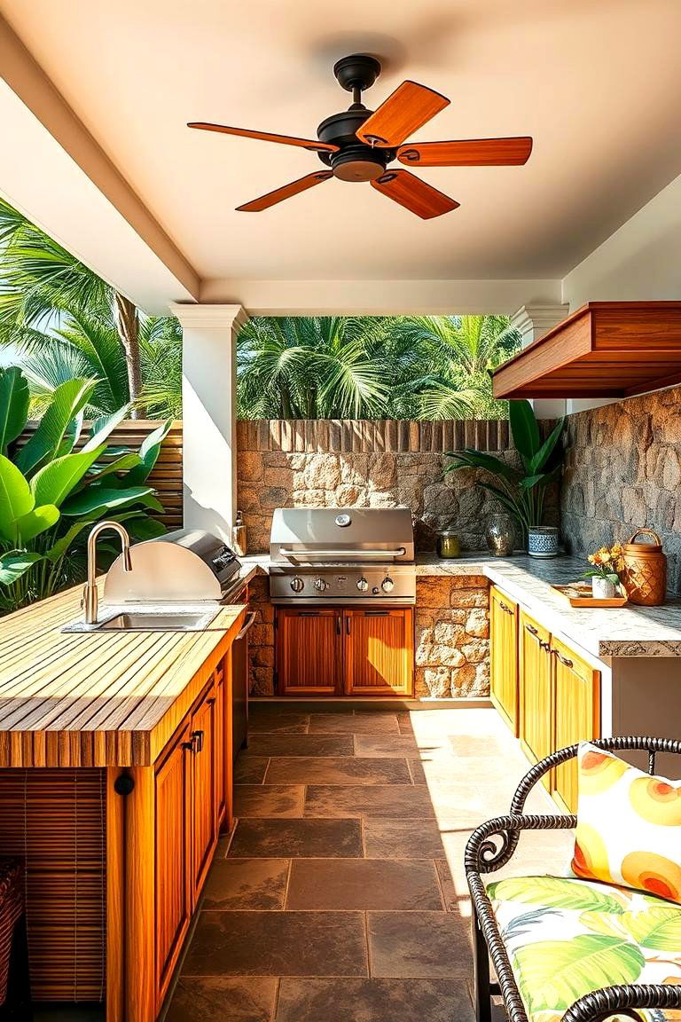 Functional Outdoor Cooking Area - 25 Tropical Kitchen Ideas