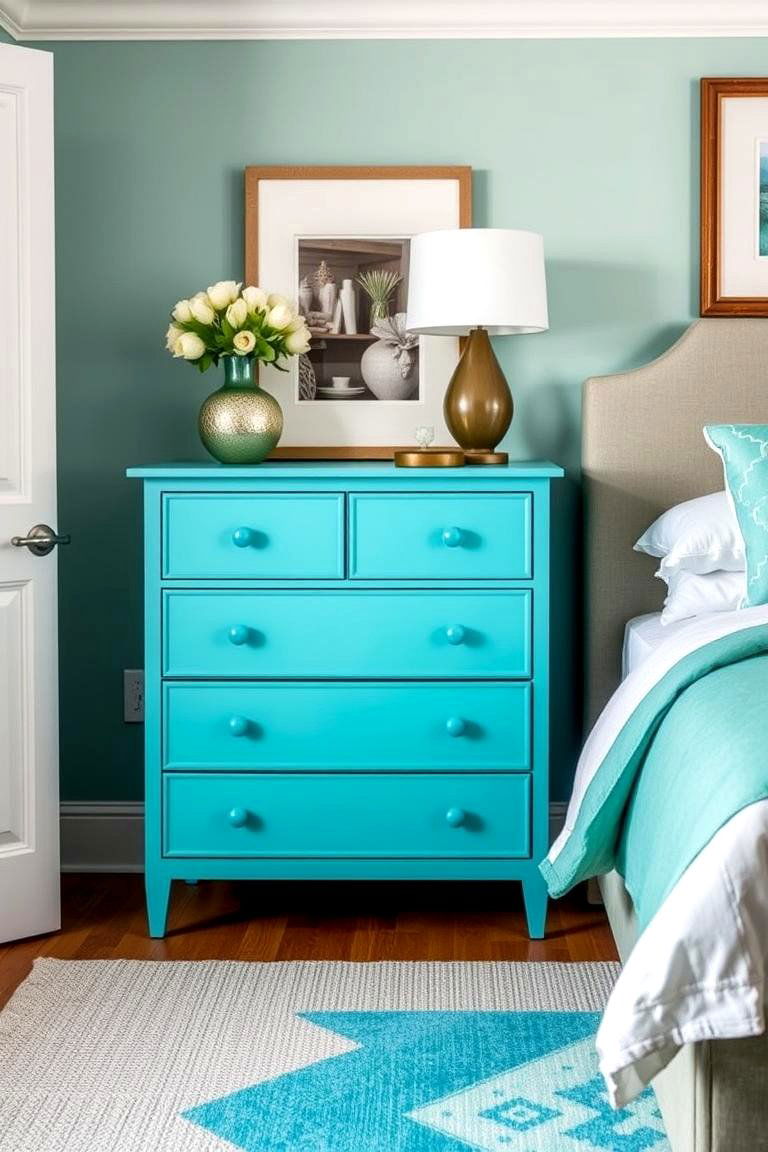 Furniture with Turquoise Accents - 25 Turquoise Bedroom Ideas