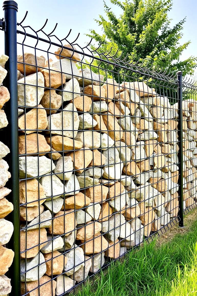 Gabion Fencing for a Rustic Industrial Look - 25 Corner Fence Ideas
