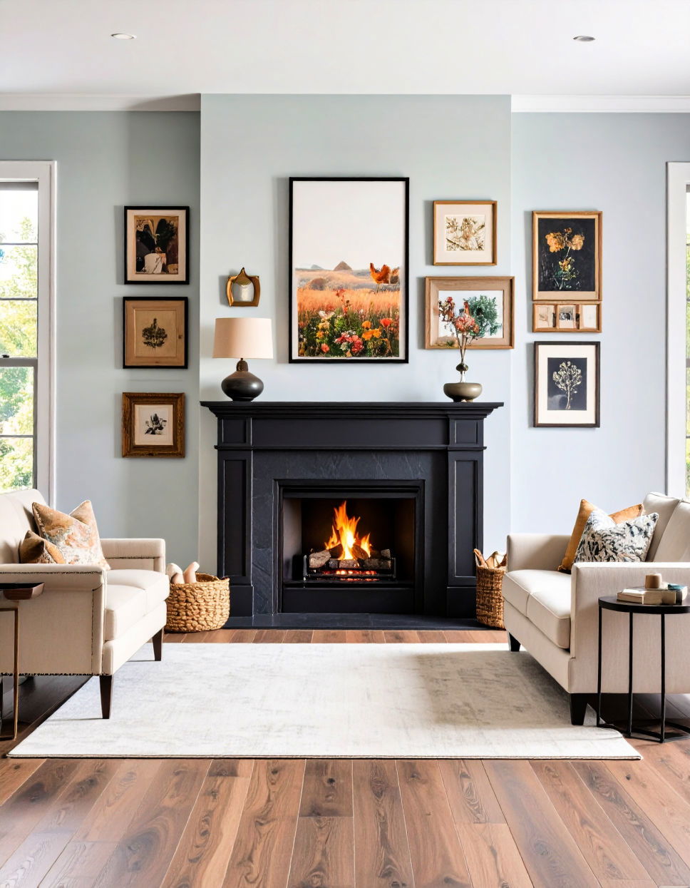 Gallery Wall Around the Fireplace