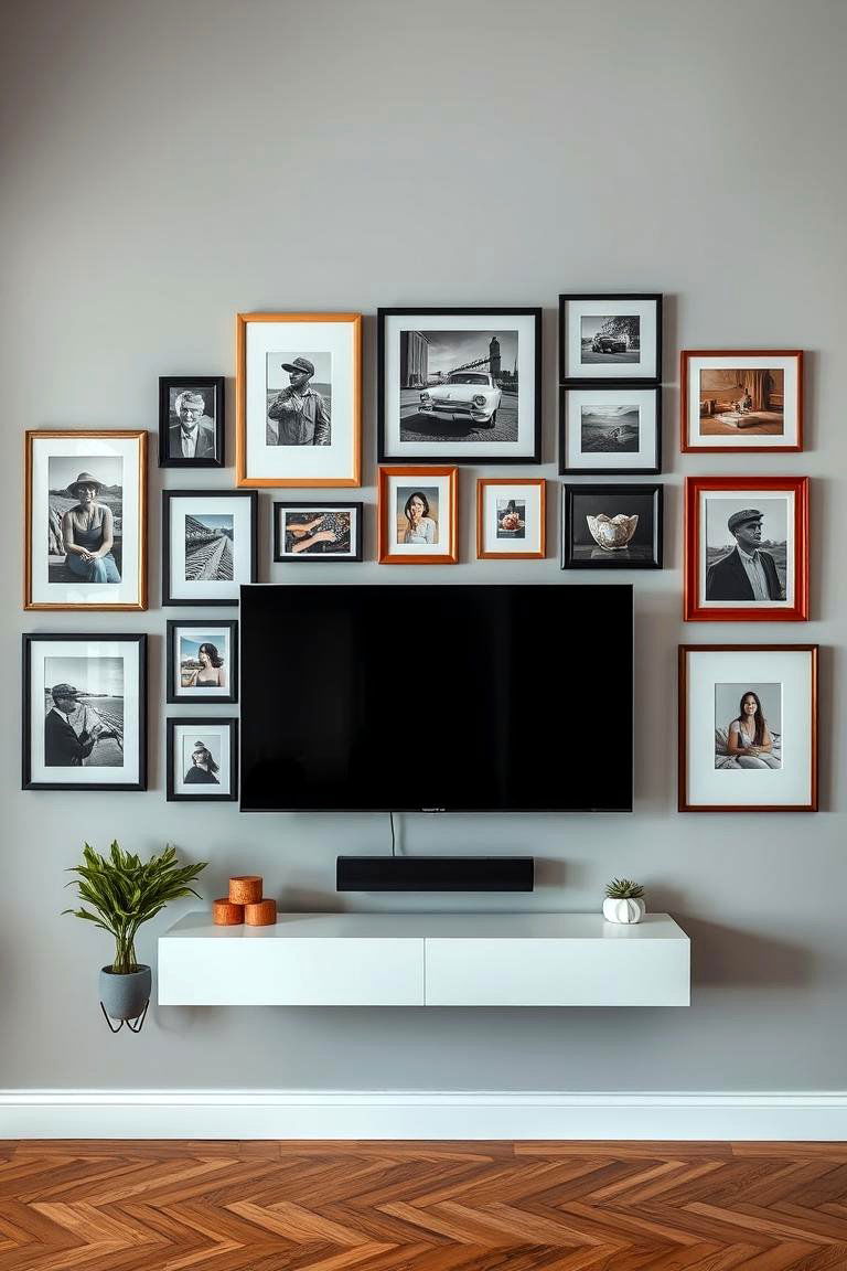 Gallery Wall with TV Integration - 25 Tv Wall Ideas