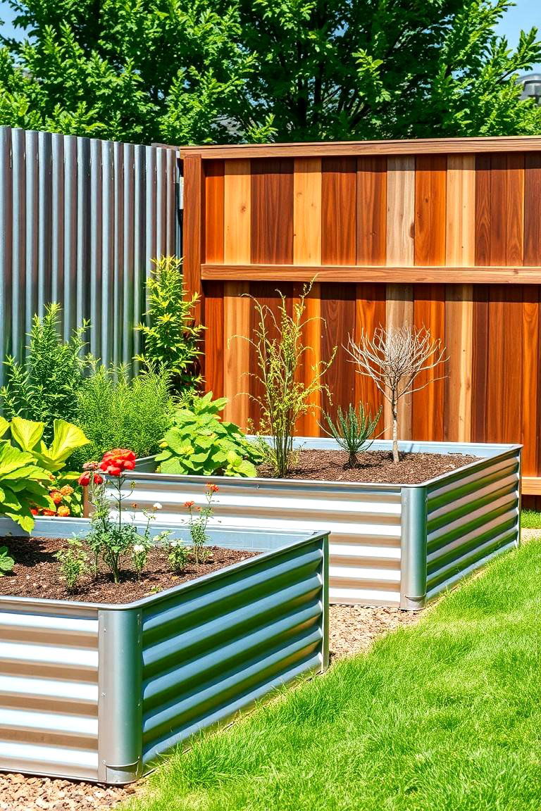 Galvanized Metal Beds for a Modern Industrial Look - 25 Raised Garden Bed Along Fence Ideas