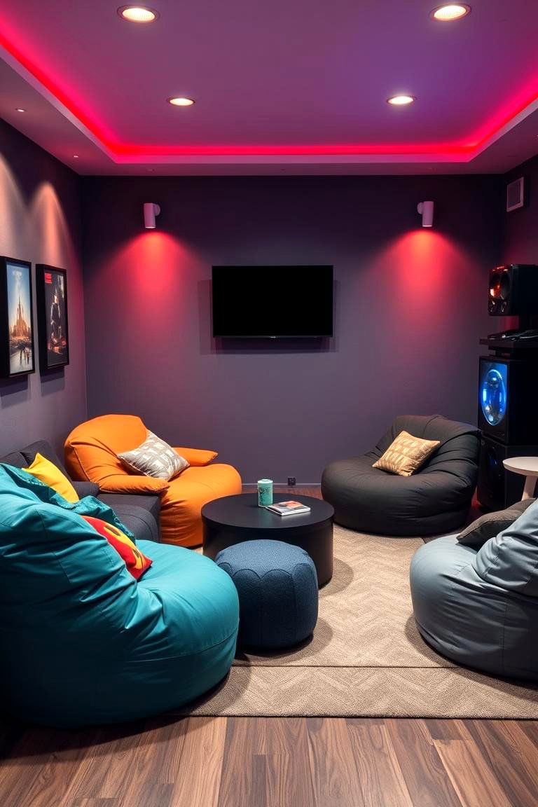 Gaming Lounge with Bean Bags - 25 Game Room Ideas