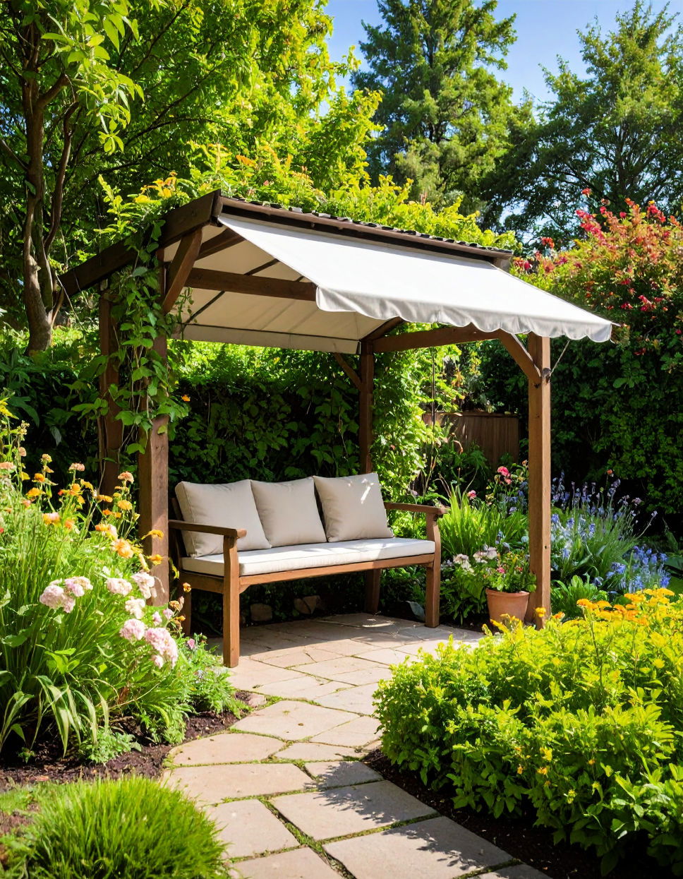 Garden Bench With Retractable Canopy