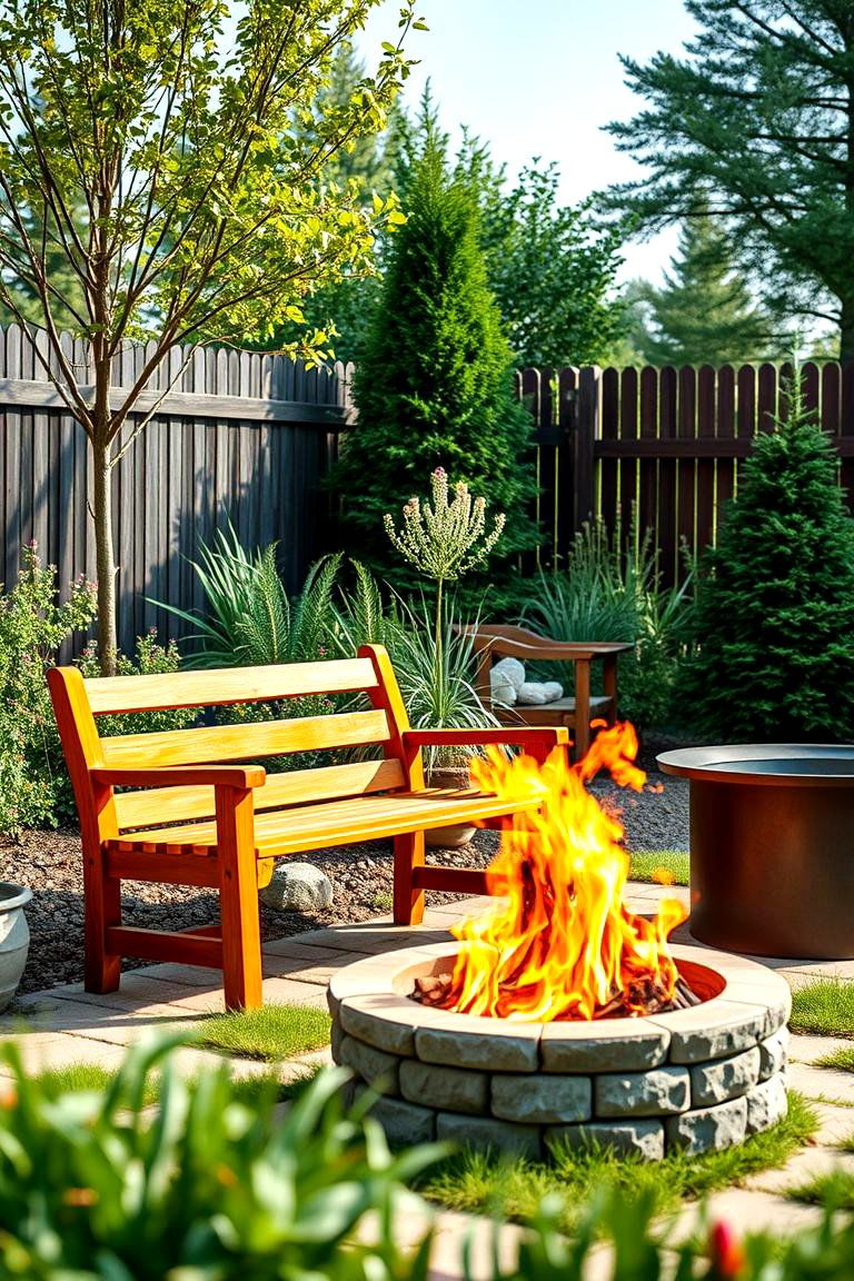 Garden Bench for a Simple Classic Look - 25 Fire Pit Seating Ideas