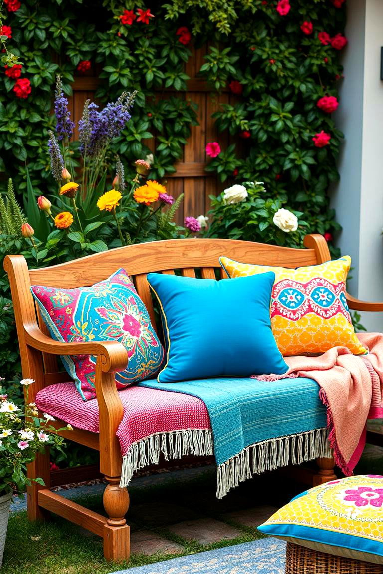 Garden Bench with Cushions for Extra Comfort - 25 Garden Bench Ideas