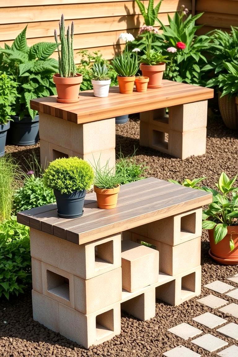 Garden Table - 25 Cinder Block Garden Ideas