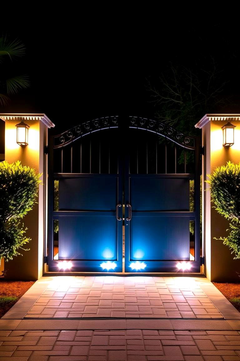 Gate with Built In Lighting for Nighttime Appeal - 25 Fence Gate Ideas