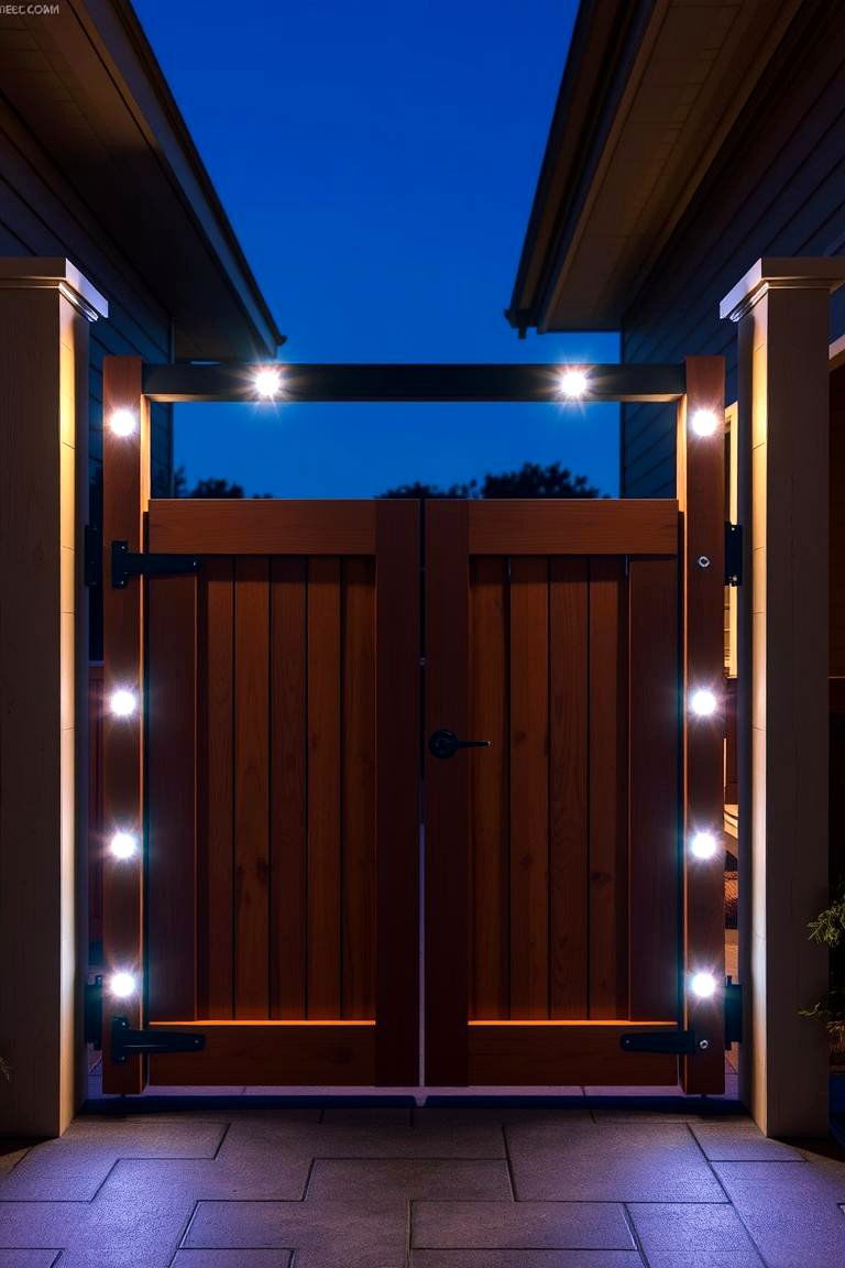 Gate with Built in Lighting for Ambiance - 25 Deck Gate Ideas