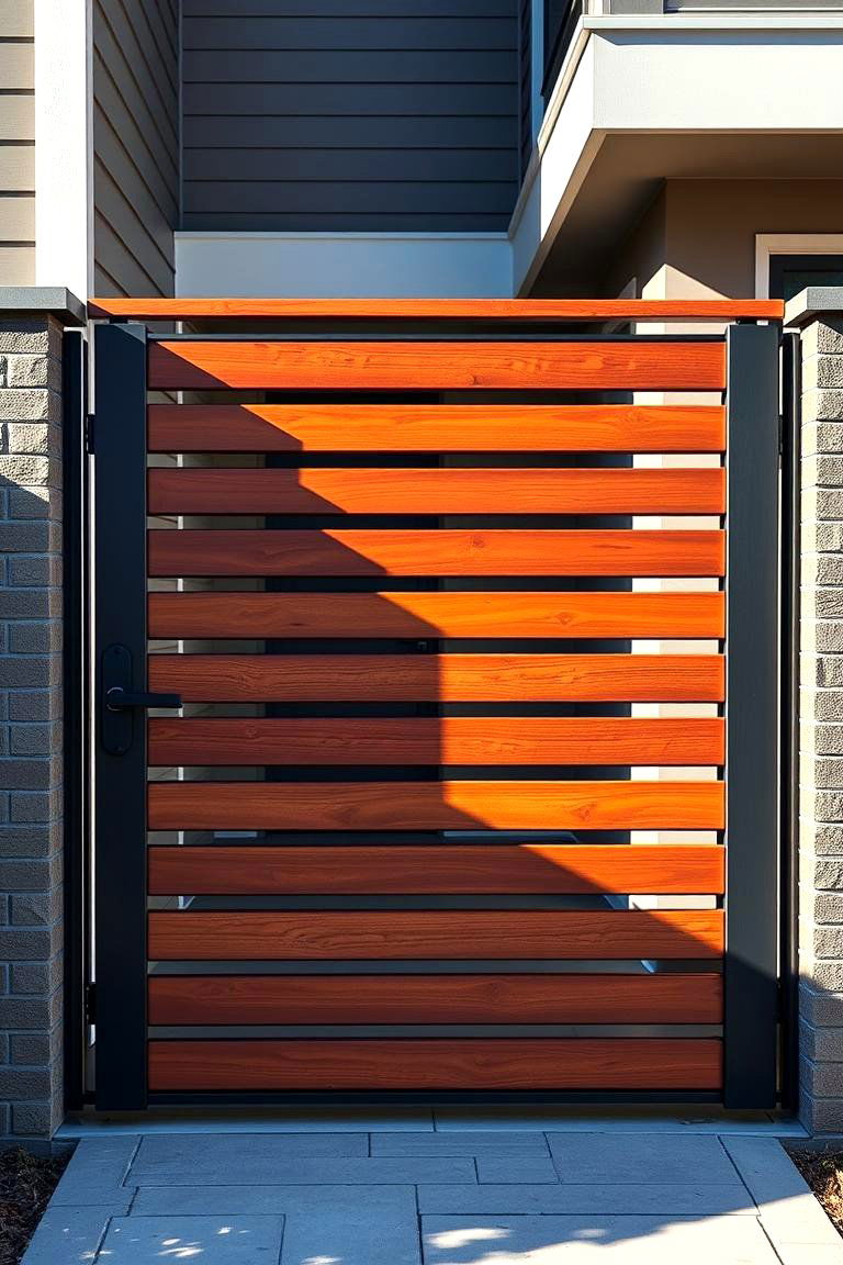 Gate with Horizontal Slats for a Modern Touch - 25 Deck Gate Ideas