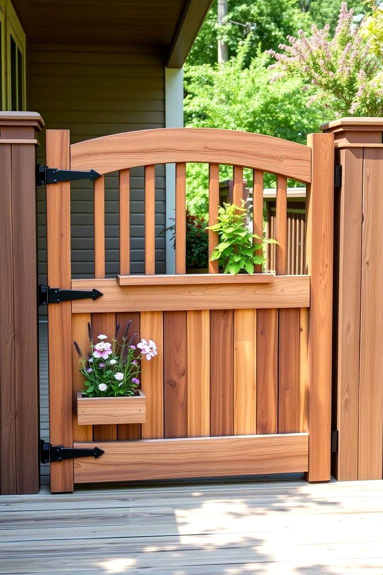 Gate with Integrated Planter for Extra Greenery - 25 Deck Gate Ideas
