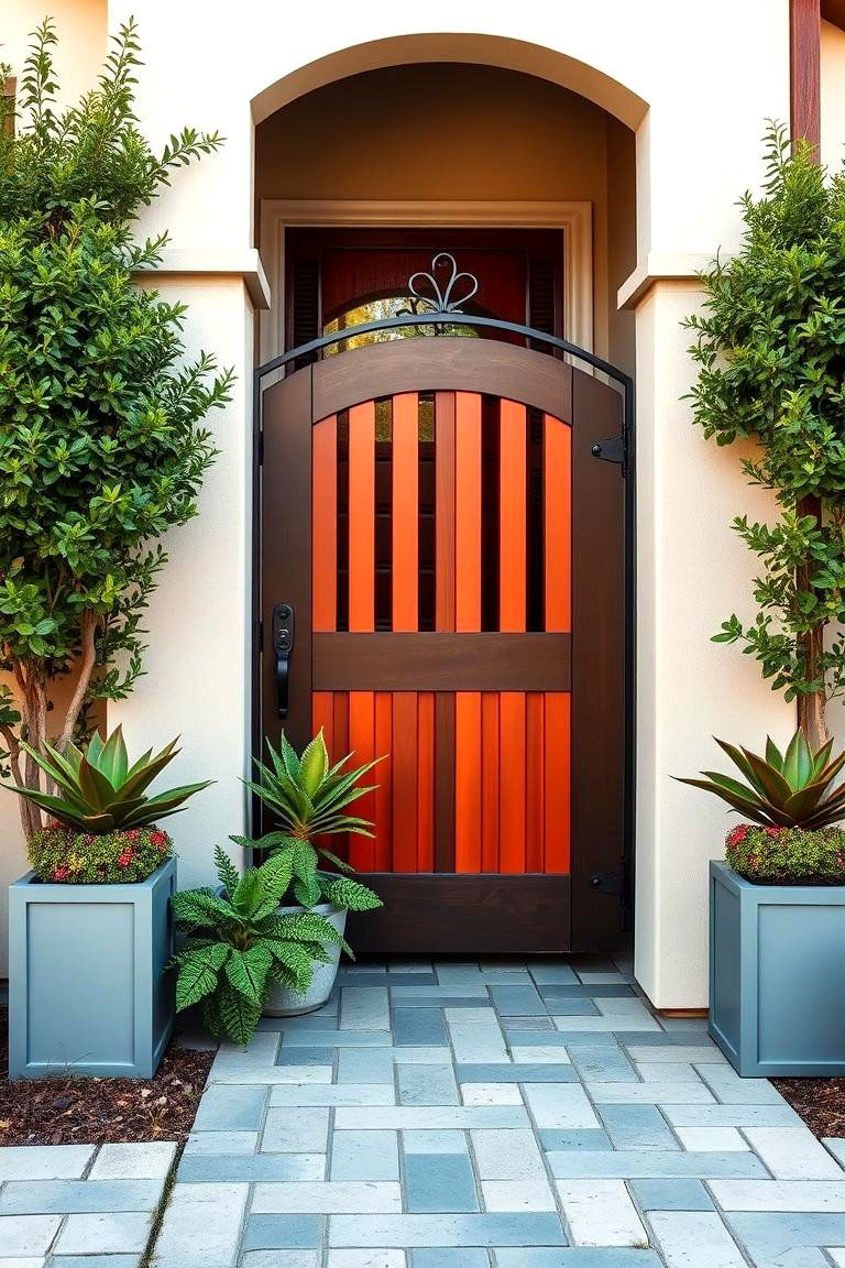 Gate with Integrated Planters - 25 Front Gate Ideas