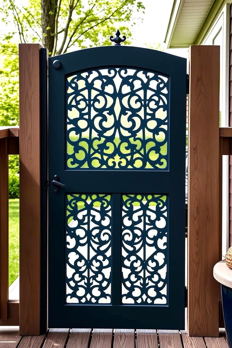 Gate with Patterned Screens for Visual Interest - 25 Deck Gate Ideas
