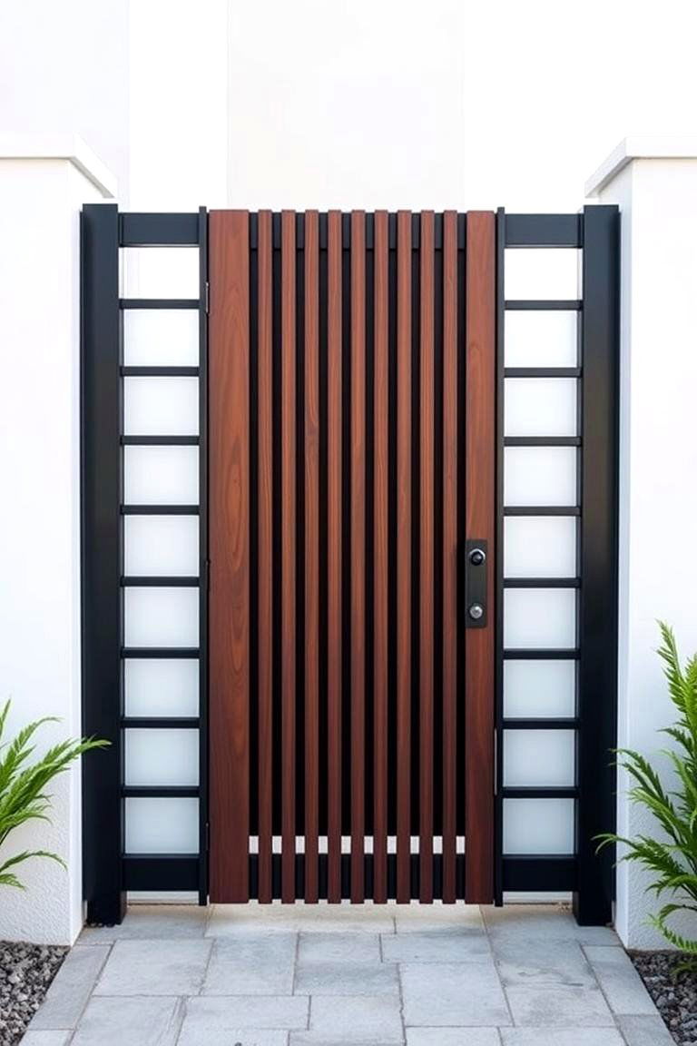 Gate with Vertical Slats for Modern Aesthetics - 25 Fence Gate Ideas