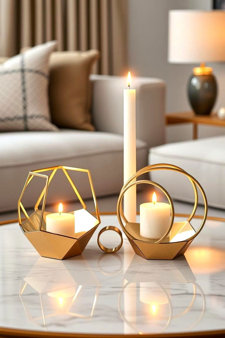Geometric Candle Holders - 25 Coffee Table Centerpiece Ideas