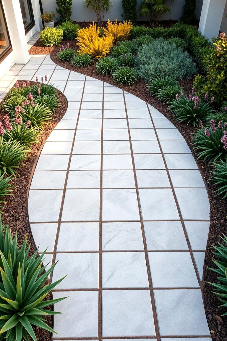 Geometric Flagstone Pathway for Modern Aesthetics - 25 Flagstone Walkway Ideas