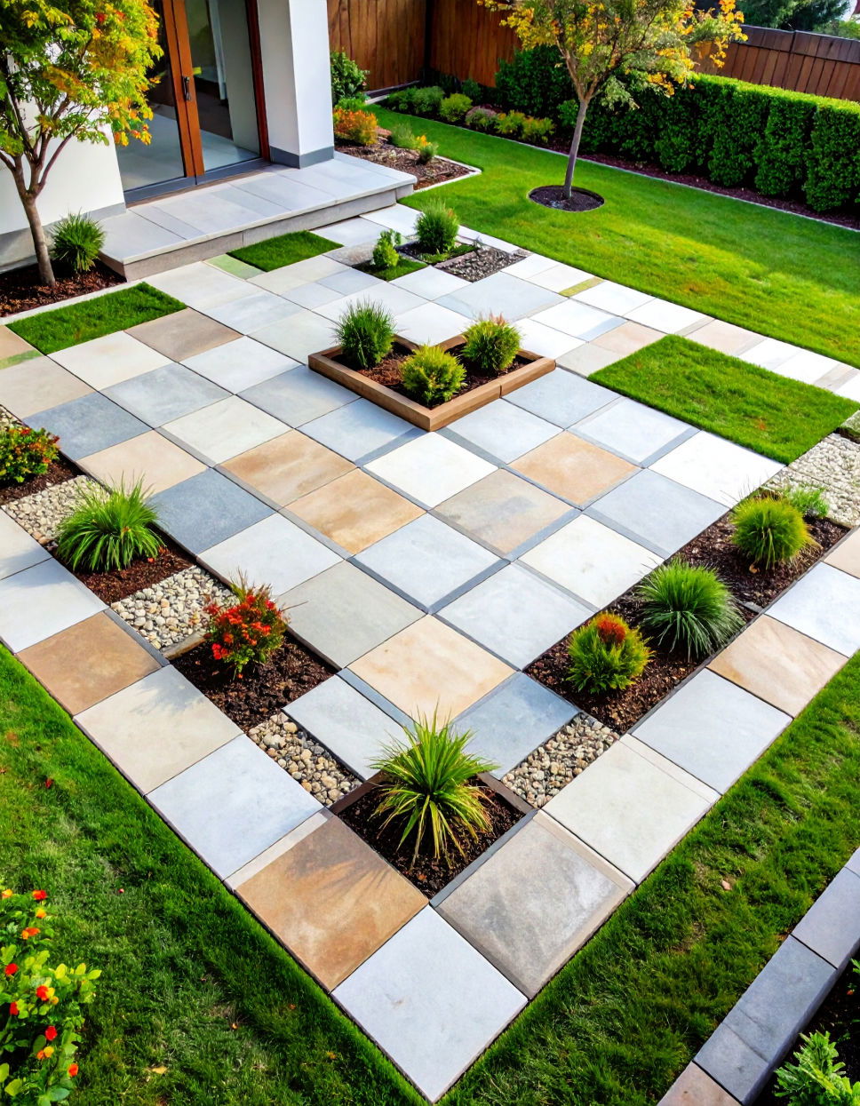 Geometric Flagstone Patio Pattern