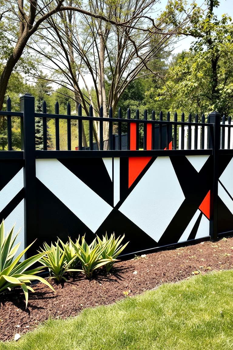 Geometric Patterns for a Modern Edge - 25 Fence Painting Ideas