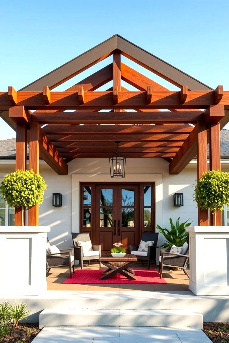 Geometric Pergola for Modern Design Enthusiasts - 25 Front Porch Pergola Ideas